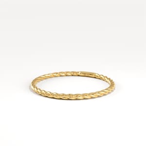 Anello intrecciato in oro massiccio 14 carati, fascia in corda impilabile ultra sottile da 1 mm, gioiello da sposa intrecciato minimalista, regalo per lei