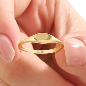 14k Solid Gold Signet Ring for Women • Custom Pinky Ring • Dainty Personalized Jewelry • Oval Signet Ring • Engraved Rings • Graduation Gift