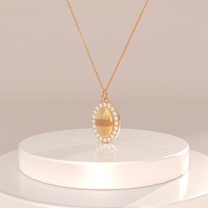 14k Gold Oval Pendant, Solid Gold Pendant Necklace for Women, Small Pendant, Dainty Pendant, Handmade Pendant,Rose White Yellow Gold Pendant