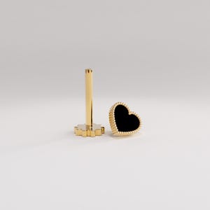 Schwarzes Herz Ohrringe, 14k Gold Piercings für Frauen, Solid Gold Herz Ohrstecker, kleine Ohrstecker Ohrringe, Minimalist Ohrstecker, Geschenk für Freundin, Frau