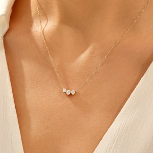 14k Solid Gold Bezel Lab Diamond Necklace, Dainty Minimalist Pendant