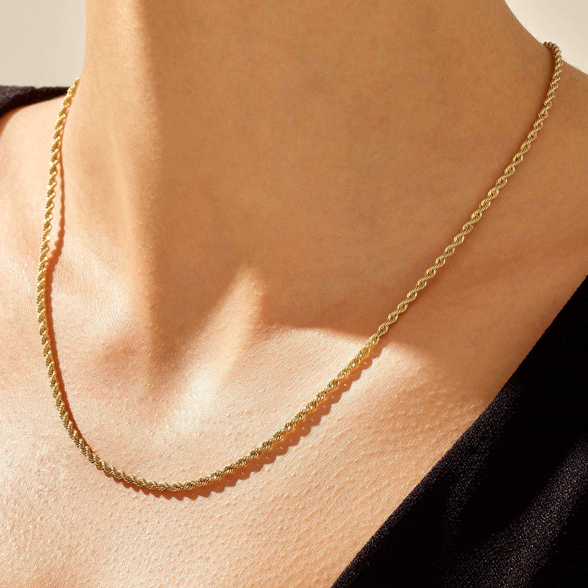 Gold Rope Chain Choker, Simple Minimalist Short Gold Necklace for Women