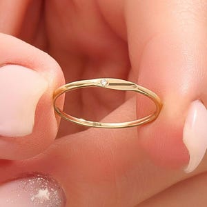 Dainty Birthstone Signet Ring | 10K Solid Gold Slim Letter Ring | Personalized Gemstone Pinky Band | Minimalist Gold Jewelry | Gift for Her