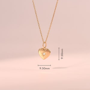 14k Gold Heart Love Pendant, Solid Gold Pendant, Womens Dainty Heart Charm, Minimalist Stacking Necklace, Tiny Gold Pendant, Handmade Gifts image 6