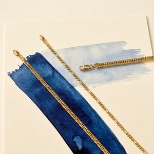 Solid Gold Figaro Chain Bracelet, Mens Womens Chain Bracelet, 14k Real Gold Chain, Minimalist Link Chain Bracelet, Dainty Stacking Bracelet image 7