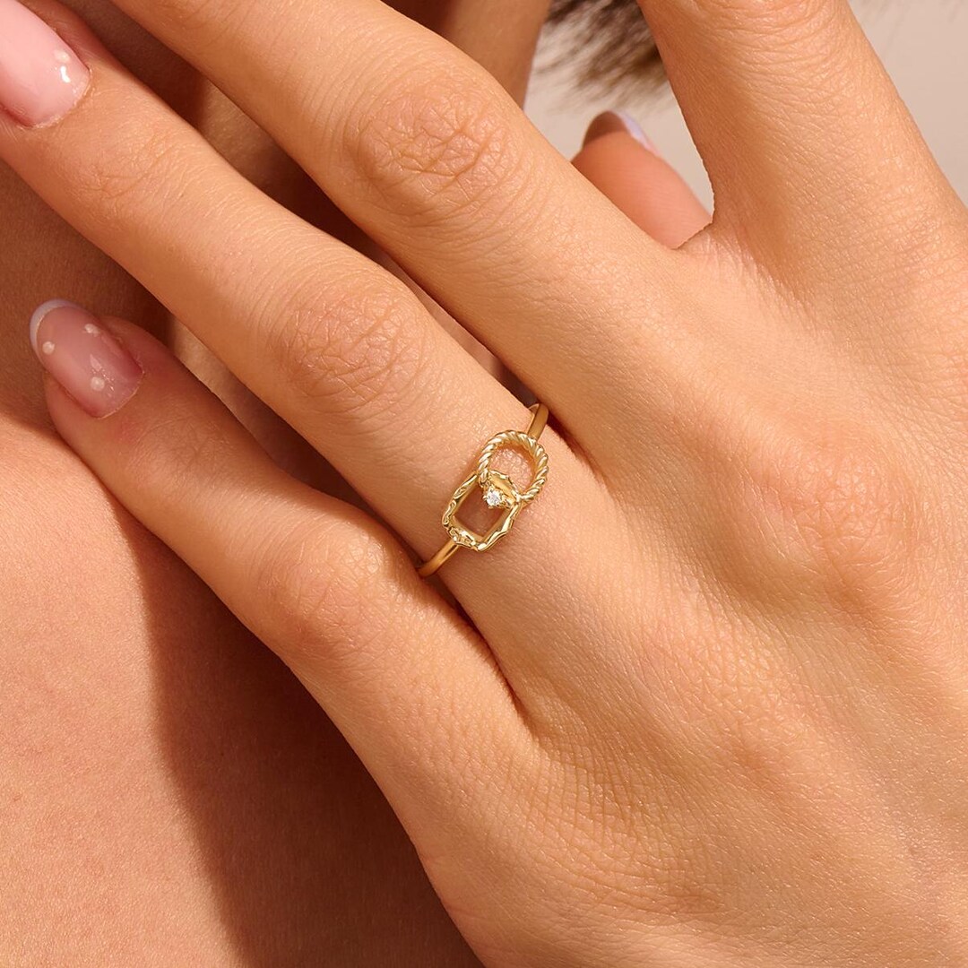 Women's Solid Gold Knot Ring 10K 14K 18K Stackable Promise Band ...