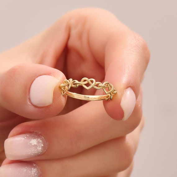 14K Yellow Gold Double Heart Ring - Gracious Rose Jewelry