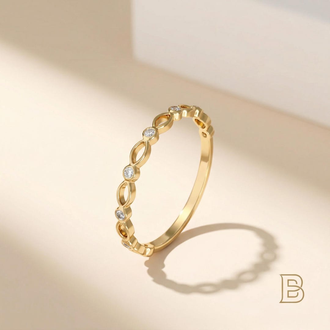 14K Solid Gold Stacking Ring Dainty Slim Band Minimalist Jewelry ...