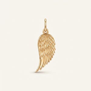 Tiny Angel Wing Necklace, 14K Solid Gold Guardian Angel Feather Charm In Loving Memory Gift