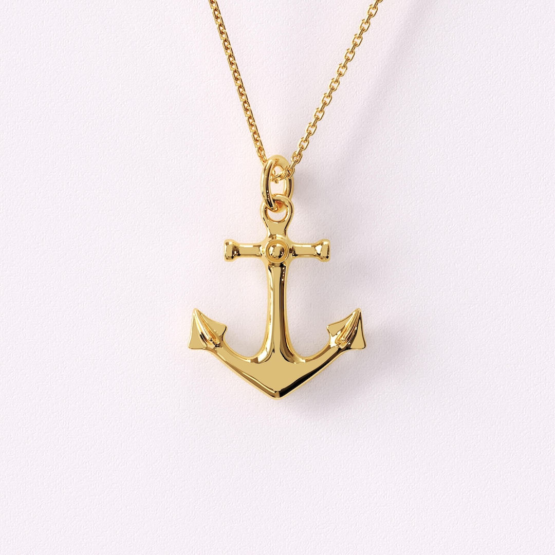 14K Solid Gold Anchor Necklace – Symbol of Strength, Hope \u0026 Love,  Minimalist Nautical Pendant - Etsy, image size:1080x1080