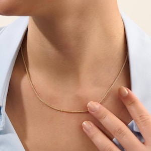 14K Solid Gold Chain Necklace for Women Thin Real Gold Choker Dainty Stacking Jewelry Gift for Her Everyday Minimalist Necklace