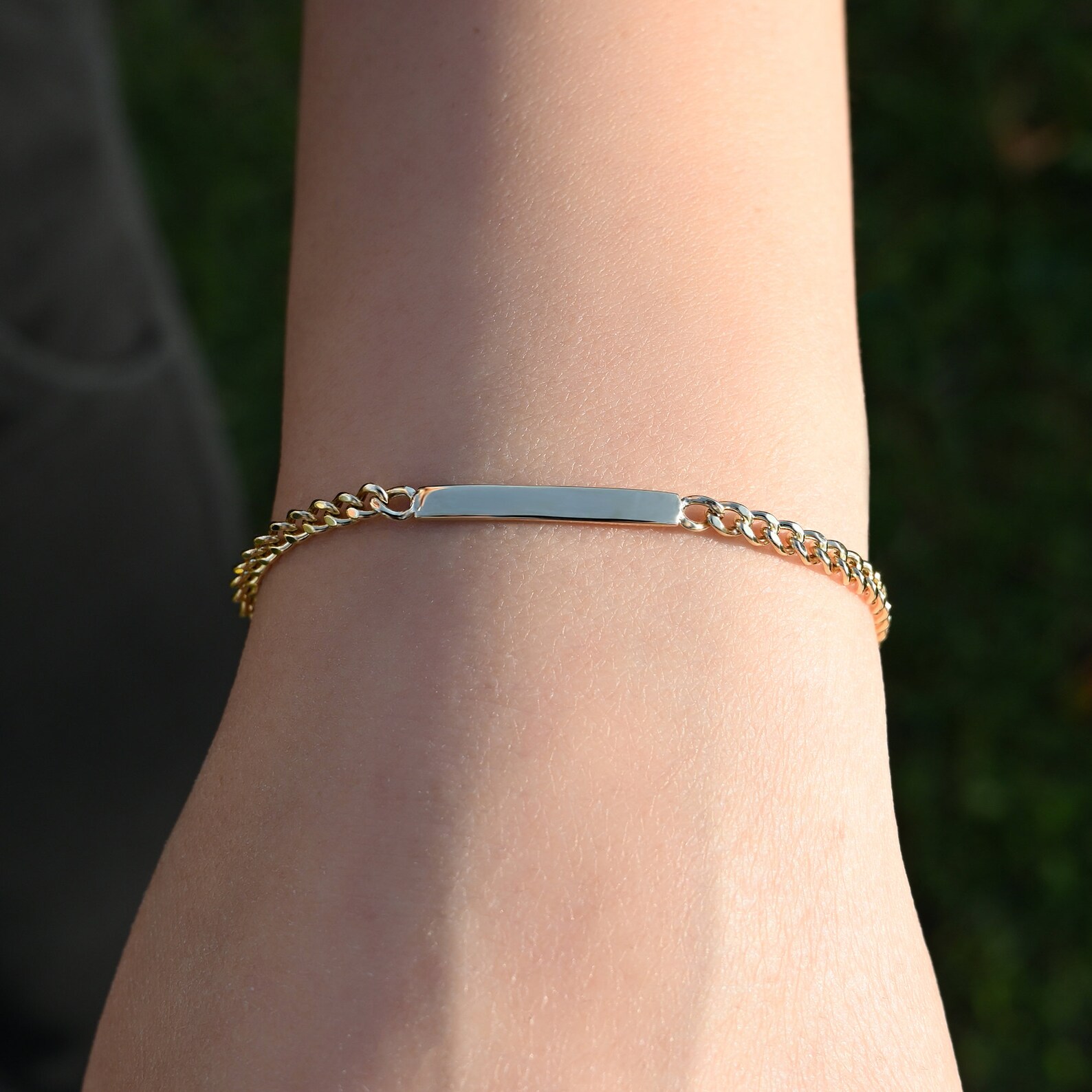 14k Solid Gold ID Bracelet Personalized Cuban Links Bracelet Etsy