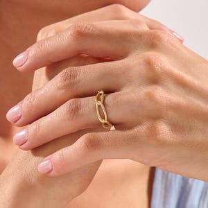 14k Massivgold Kettengliedring - Minimalistisches Goldband für Frauen, Alltagsschmuck, zierlicher Stapelring, elegantes Geburtstagsgeschenk für Sie