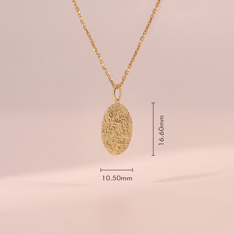 14k Solid Gold Finger Print Pendant, Personalized Thumbprint Necklaces for Women, Dainty Memorial Necklace, Minimalist Keepsake Pendant image 2