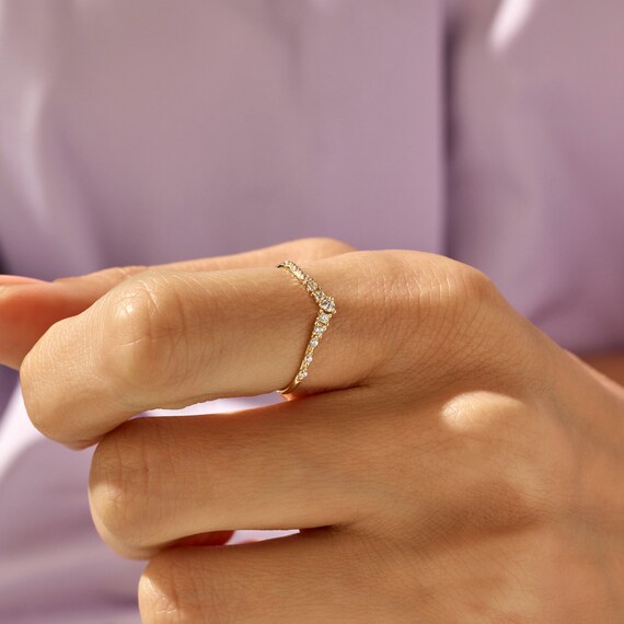 14k Solid Gold Curve Ring Geschwungener Ehering Frauen - Etsy Schweiz