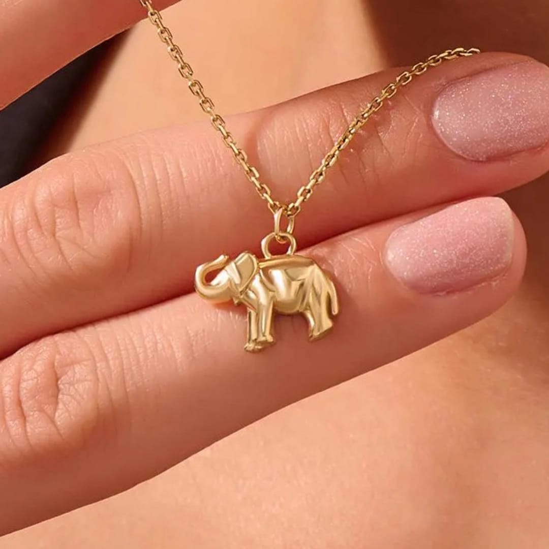 Collier Pendentif éléphant En Hématite Naturelle - Pierre Fine Porte-bonheur