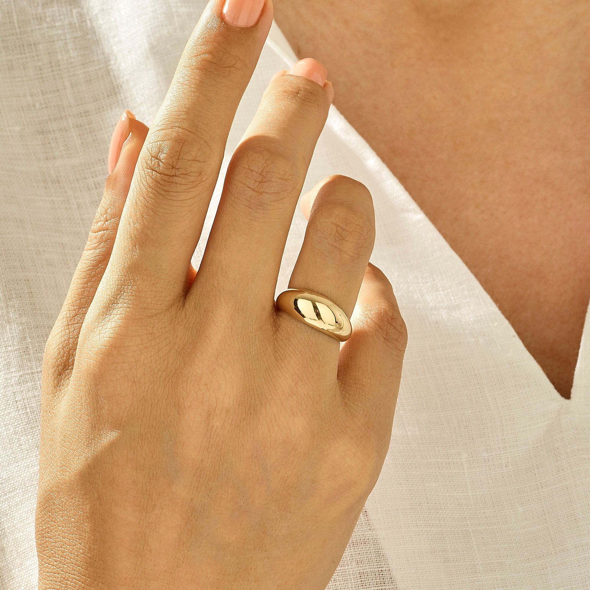 ゴールドドーム型リング Curved Dome Ring – Her Rock