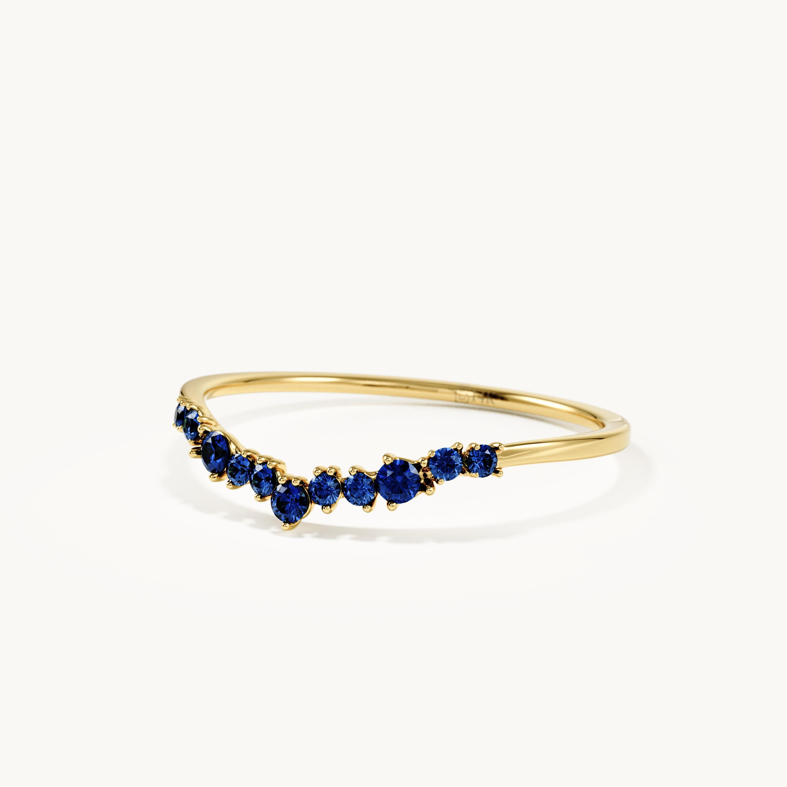 Sapphire Curved Wedding Ring