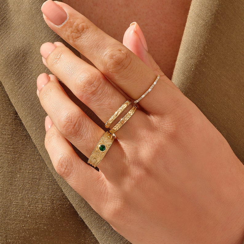 14k Gold Minimal Baguette Wedding Ring, Solid Gold Ultra Thin Stacking Ring, Half Eternity Lab Created Diamond Cz Ring, Dainty Baguette Ring image 9