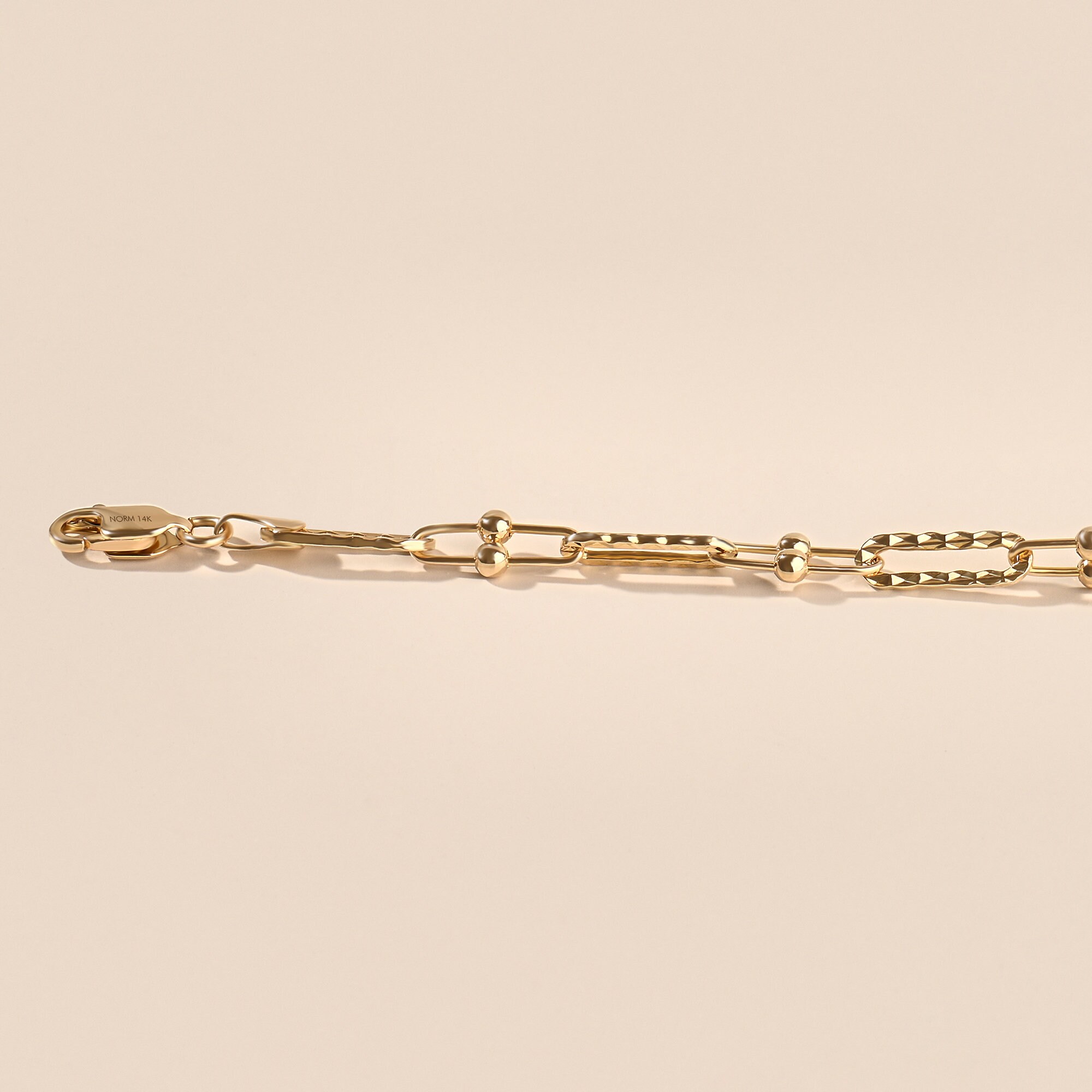 thick flat & oval chain bracelet 約23cm LANE WOODS Gold Bracelets for Women 14k Gold Plated Chunky