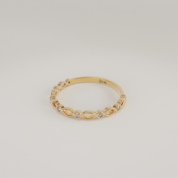 Minimal Pointer Finger Ring 14k Gold Stacking Rings Women Half Eternity Knot Wedding Ring Thin Everyday Ring Dainty Simple Band Ring