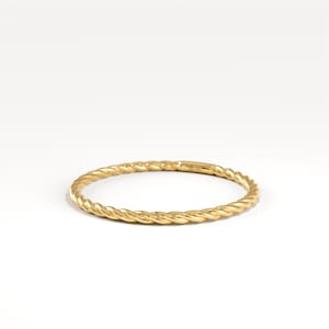 1mm Ultra Thin Twisted Rope Ring | 10K Solid Gold Minimalist Band | Dainty Braided Stacking Ring | Whisper Thin Wedding Band | Gold Jewelry