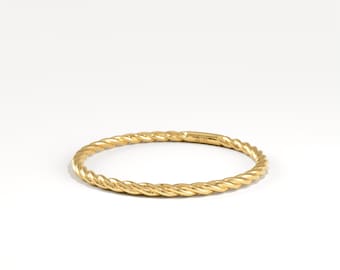 1mm Ultra Thin Twisted Rope Ring | 10K Solid Gold Minimalist Band | Dainty Braided Stacking Ring | Whisper Thin Wedding Band | Gold Jewelry