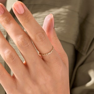 thin slim twisted wedding ring in 14k solid yellow gold
