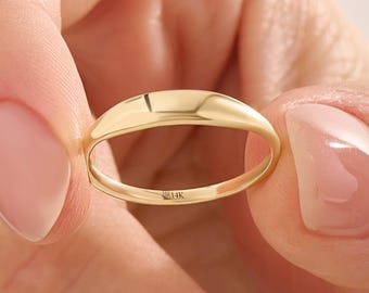 14k Solid Gold Slim Signet Ring for Women, Custom Engraved Marquise Pinky Band, Dainty Personalized Stacking Ring, Unique Fine Jewelry