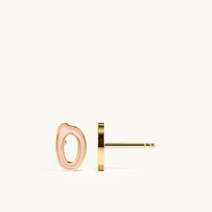 14K Solid Gold Custom Initial Earring, Personalized Alphabet Letter Earring, Minimalist Gold Everyday Jewelry, Birthday Gift For Her