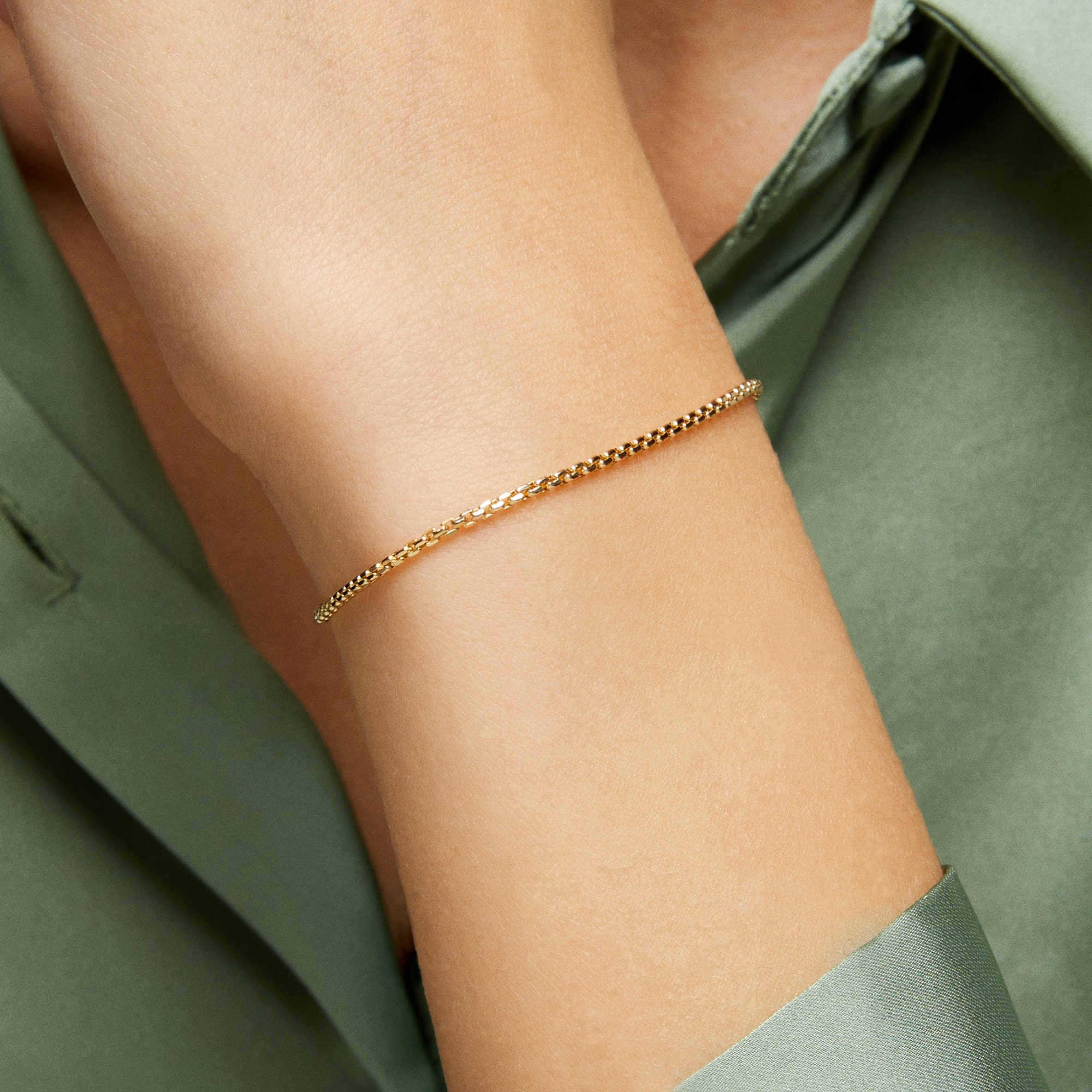 14k Solid Gold Box Chain Bracelet Box Gold Chain Bracelet Etsy