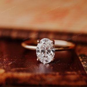 1CT Oval Diamond & Moissanite Engagement Ring, Solitaire Diamond Ring, Oval Cut, 1CT Moissanite Diamond Ring, Anniversary Gift For Her