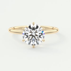 2CT Solitaire Round Moissanite Diamond Engagement Ring For Her, Round Moissanite Solitaire Ring, Round Moissanite Anniversary Gift For Her,