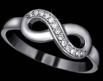 Runder Moissanite Diamant Crossover Infinity Form Krawattenknoten, Runder Moissanite Diamant Verlobungsring für sie, Unendlichkeitsformen Diamantring