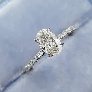 2ct Oval Moissanite Diamantring mit Halo Verlobungsring für Sie, 2ct ovaler Diamantring, Moissanite Ehering für Sie, Haloring