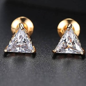 Pendientes de diamantes de corte triangular de 1CT, regalo de pendientes de diamantes Moissanite triangulares para ella, pendientes de diamantes triangulares, pendientes de Moissanite