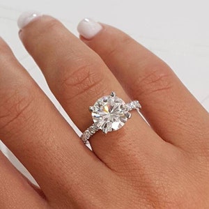 2ct round Moissanite diamond engagement ring with hidden halo ring, 2ct Moissanite diamond halo ring gift for her, 2ct diamond ring for her