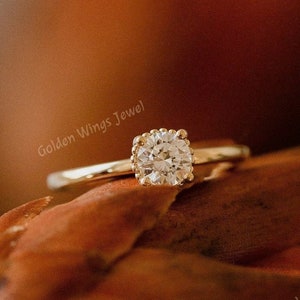Round Cut Moissanite Diamond With Milgrain Ring, Round Diamond Ring, Round Engagement Ring, Round Moissanite Ring, Beaded Texture Ring,