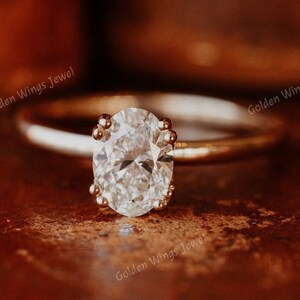 1CT oval diamond solitaire moissanite diamond ring, oval diamond ring, oval engagement ring, 1ct oval Double Prong Solitaire diamond ring