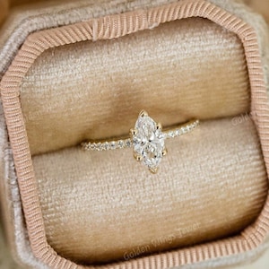 1CT Marquise Moissanite Engagement Ring, Six Prongs Marquise Moissanite Diamond Ring, Marquise Moissanite Diamond Engagement Ring For Her