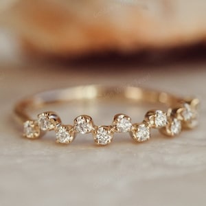 Zig Zag band, Round Cut Moissanite Wedding Band, Matching Band, Round Diamond Band, Moissanite Wedding Band, Half Eternity Band for her