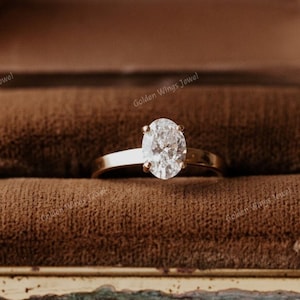 1CT Oval Diamond Solitaire Moissanite Diamond Thick Band Ring, Oval Diamond Ring, Oval Thick Band Ring, 1ct Oval Solitaire Diamond Ring Gift