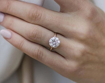 3 CT Solitaire Round Moissanite diamond engagement solitaire ring for her, Round diamond solitaire ring, round Moissanite solitaire ring