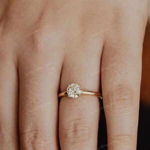 1CT Round Cut Moissanite Engagement Solitaire Ring, Four Prong Diamond Engagement Ring, Round Solitaire Ring For her, 1CT Round Moissanite image 4
