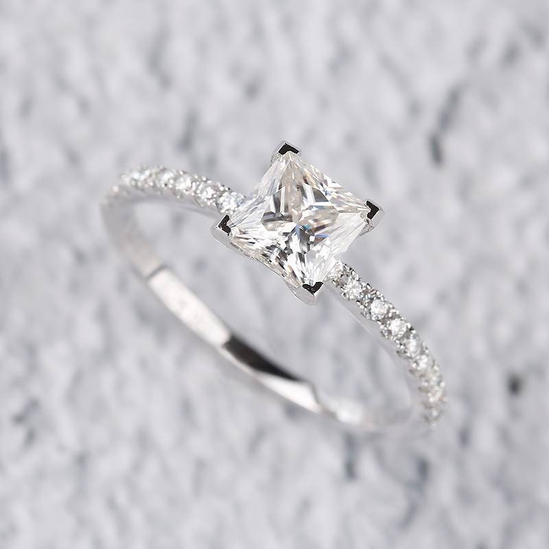 1ct Princess Cut Moissanite Diamond Engagement Ring/ Half - Etsy