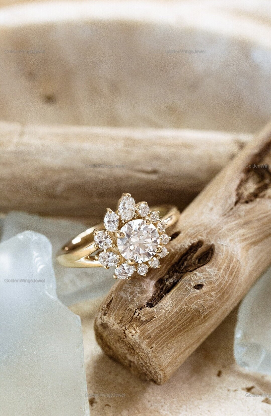 Solstice Diamond Line Solstice Round Cut Engagement Ring, With Oval and Round Cut Halo ...