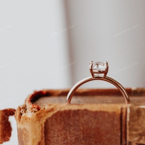 1CT Round Cut Moissanite Engagement Solitaire Ring, Four Prong Diamond Engagement Ring, Round Solitaire Ring For her, 1CT Round Moissanite image 2