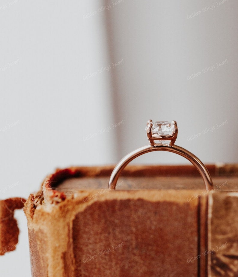 1CT Round Cut Moissanite Engagement Solitaire Ring, Four Prong Diamond Engagement Ring, Round Solitaire Ring For her, 1CT Round Moissanite image 2