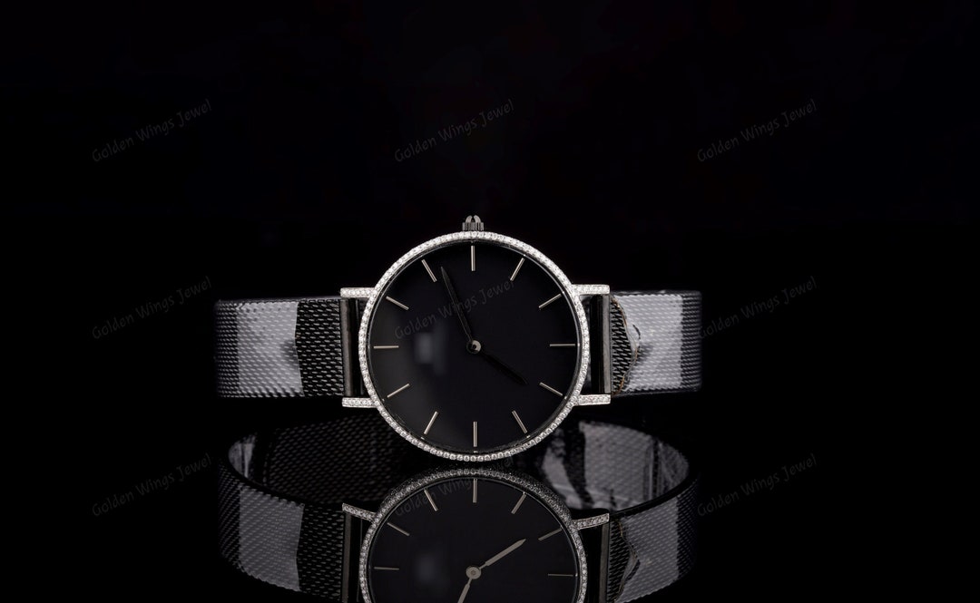 Orologio con borchie ghiacciate con diamanti Moissanite, orologio - Main Image