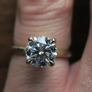 1.5ct OEC Cut Moissanite Diamond Engagement Ring, Round Old European Cut Solitaire Ring for Her, Vintage Style Ring, Round Diamond Ring,